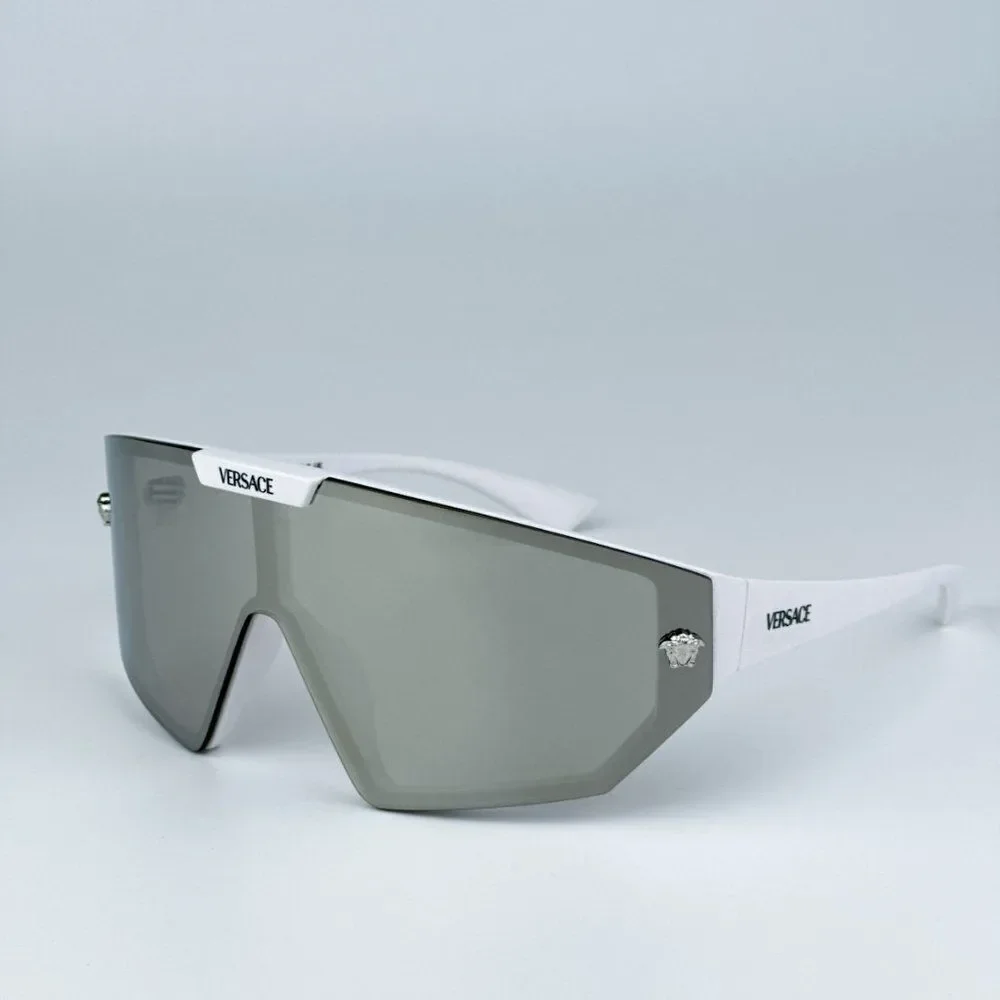 NEW Versace VE4461 314/87 White Grey Mirror Silver Detachable Lens Sunglasses
